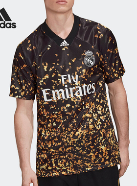 Adidas/阿迪达斯正品足球运动男子满印宽松透气短袖T恤EJ5563