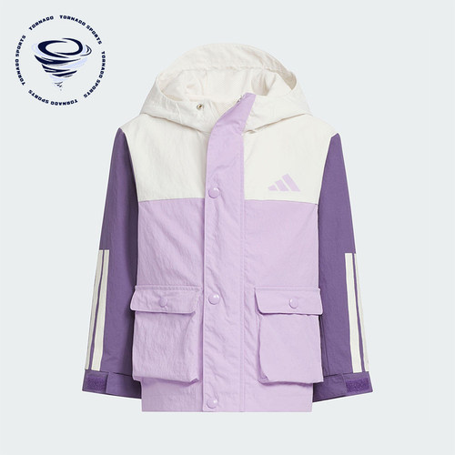 Adidas/阿迪达斯正品2025秋季款儿童休闲梭织拼接运动外套KS3080