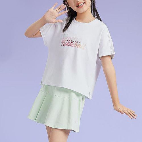 Skechers/斯凯奇正品夏季款女童日常针织短袖短裙套装P224G043