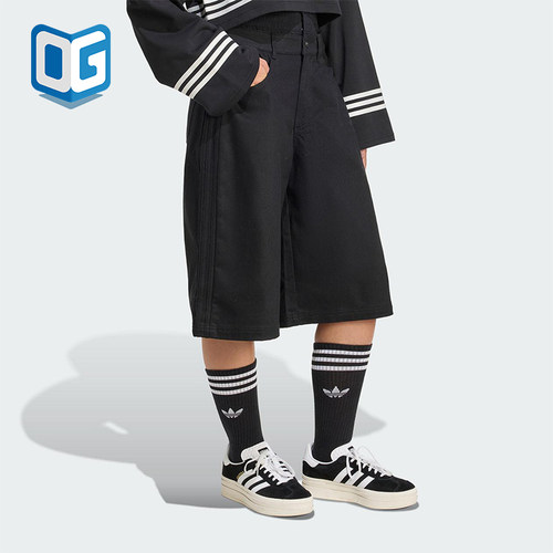 Adidas/阿迪达斯正品三叶草女士透气宽松牛仔休闲时尚短裤JX7592