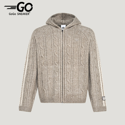 Adidas/阿迪达斯正品三叶草男士针织经典连帽保暖毛衣外套KU5618