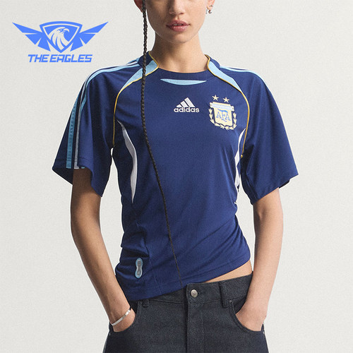 Adidas/阿迪达斯正品夏季女士时尚足球休闲褶皱修身短袖T恤KE2289