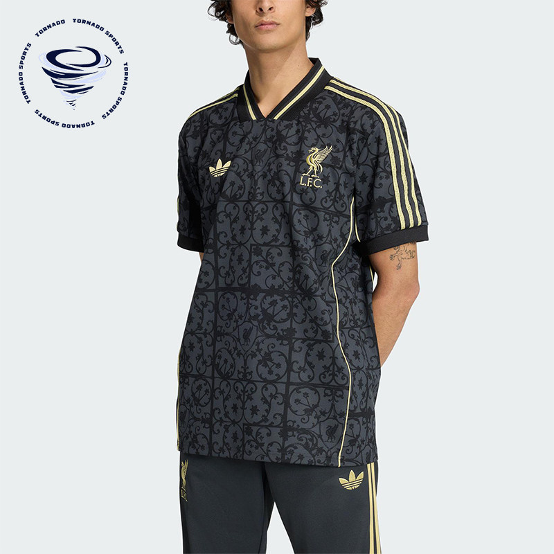 Adidas/阿迪达斯正品三叶草男士训练V领套头刺绣足球短袖JW5462 - 实物图