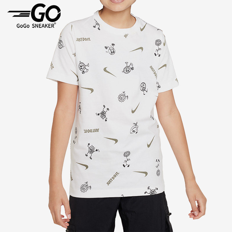 Nike/耐克正品大童运动时尚休闲印花短袖T恤FD3968-100,童装/婴儿装/亲子装,T恤,淘宝优惠券,粉丝福利购,淘宝优惠卷