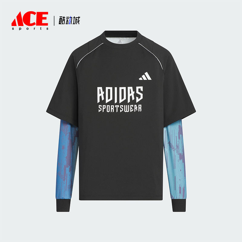 Adidas/阿迪达斯正品JK BTS 2IN1 TEE儿童套头宽松拼接长袖KC2548