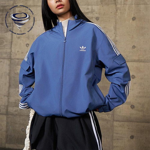 Adidas/阿迪达斯正品三叶草男女连帽经典运动梭织防风外套KB1946