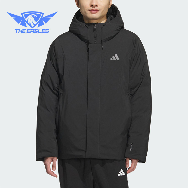 Adidas/阿迪达斯正品2025秋季款男士日常保暖连帽羽绒服KC2509