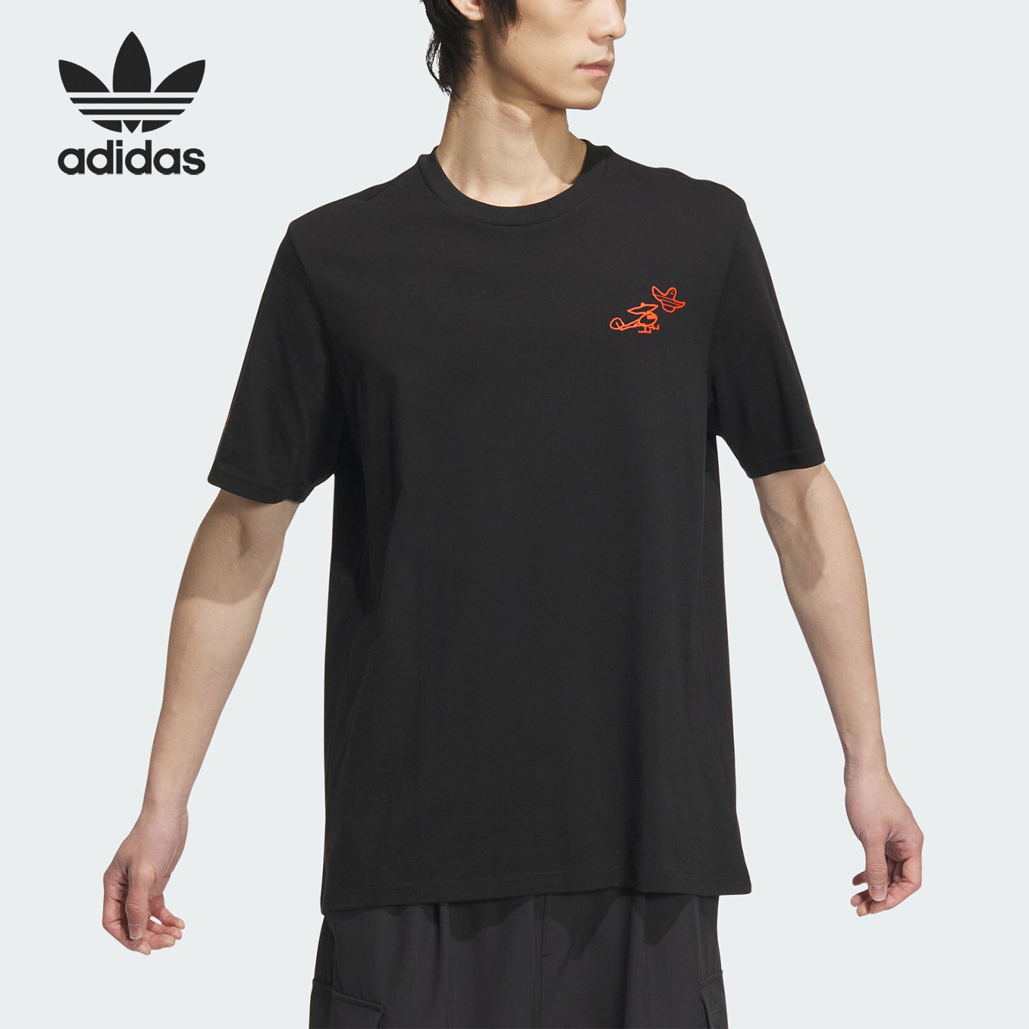 Adidas/阿迪达斯官方正品三叶草男士时尚印花运动休闲短袖JD3270