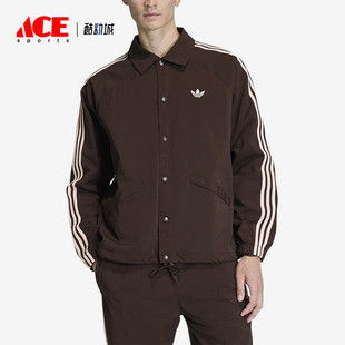 Adidas/阿迪达斯正品三叶草新款男棕色宽松夹克外套KE3595