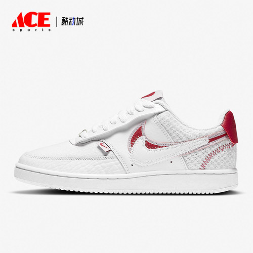Nike/耐克正品CourtVision1双钩新款女经典白红色板鞋CI7827-100