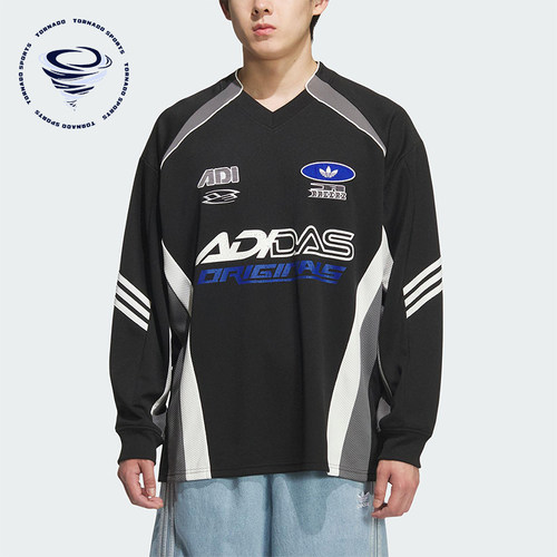 Adidas/阿迪达斯正品三叶草男士运动宽松赛车风印花长袖KF5155