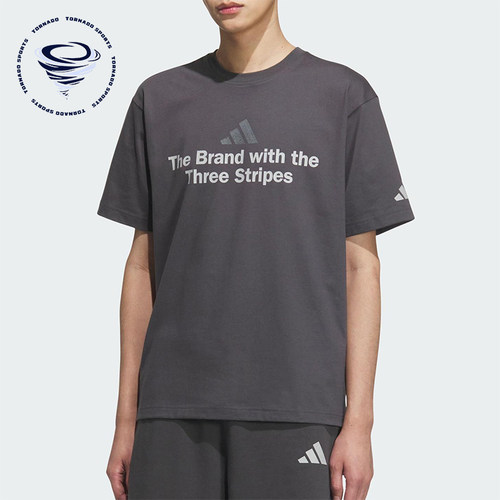 Adidas/阿迪达斯正品2025夏季款男士宽松圆领透气印花短袖KF0122
