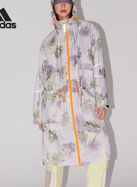 Adidas/阿迪达斯官方正品新款女士长款印花连帽夹克外套IN3635