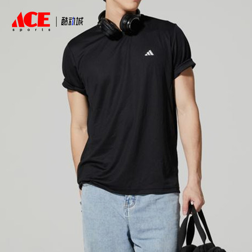 Adidas/阿迪达斯正品夏季男士简约logo印花经典耐穿T恤JG1306