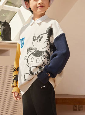 李宁正品童装冬新款卡通宽松运动休闲舒适套头卫衣YWDR487