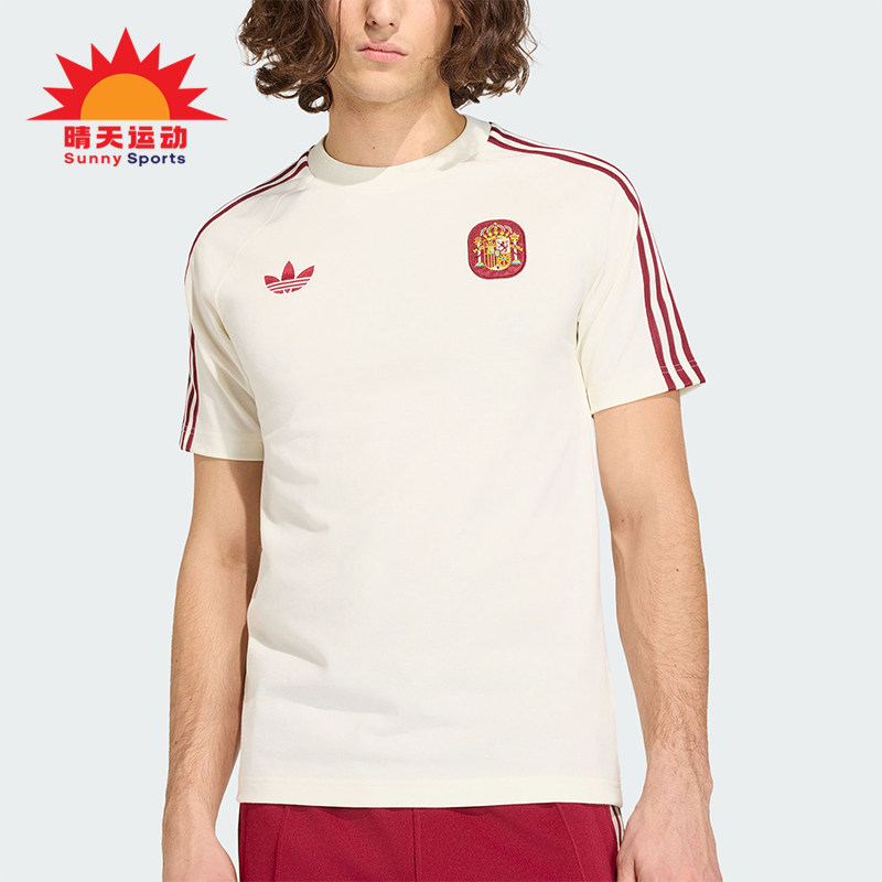 Adidas/阿迪达斯正品三叶草男士条纹修身针织圆领运动T恤JZ2256图片