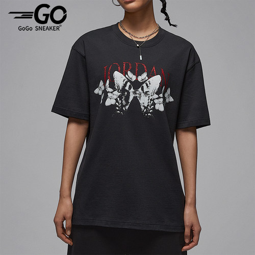Nike/耐克正品JORDAN女士印花宽松透气经典圆领短袖T恤IB7032-045