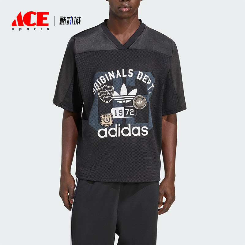 Adidas/阿迪达斯正品三叶草男士运动经典足球V领宽松短袖KD6252图片