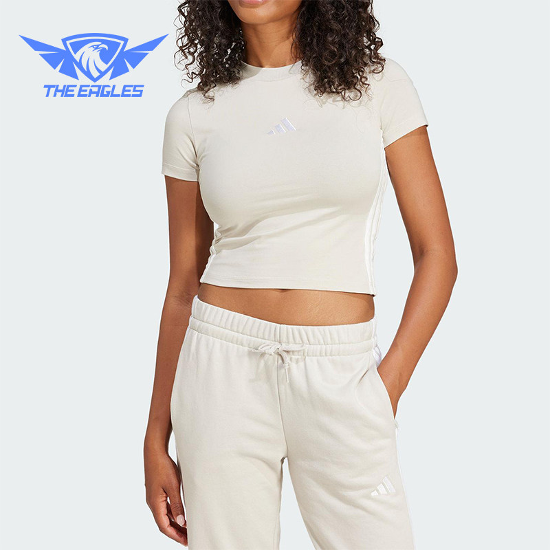 Adidas/阿迪达斯正品2025春夏新款女士经典针织修身短袖JE1247 - 实物图