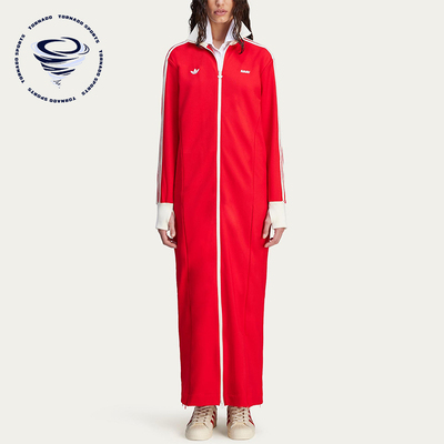 Adidas/阿迪达斯正品三叶草新款女红白色长袖连衣裙JG1424