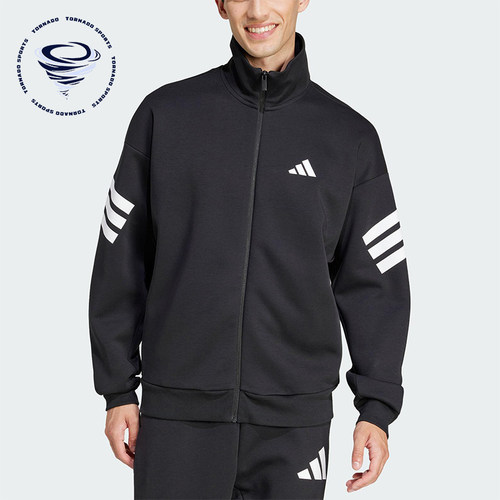 Adidas/阿迪达斯正品春季新款三条纹针织宽松立领外套JD4885