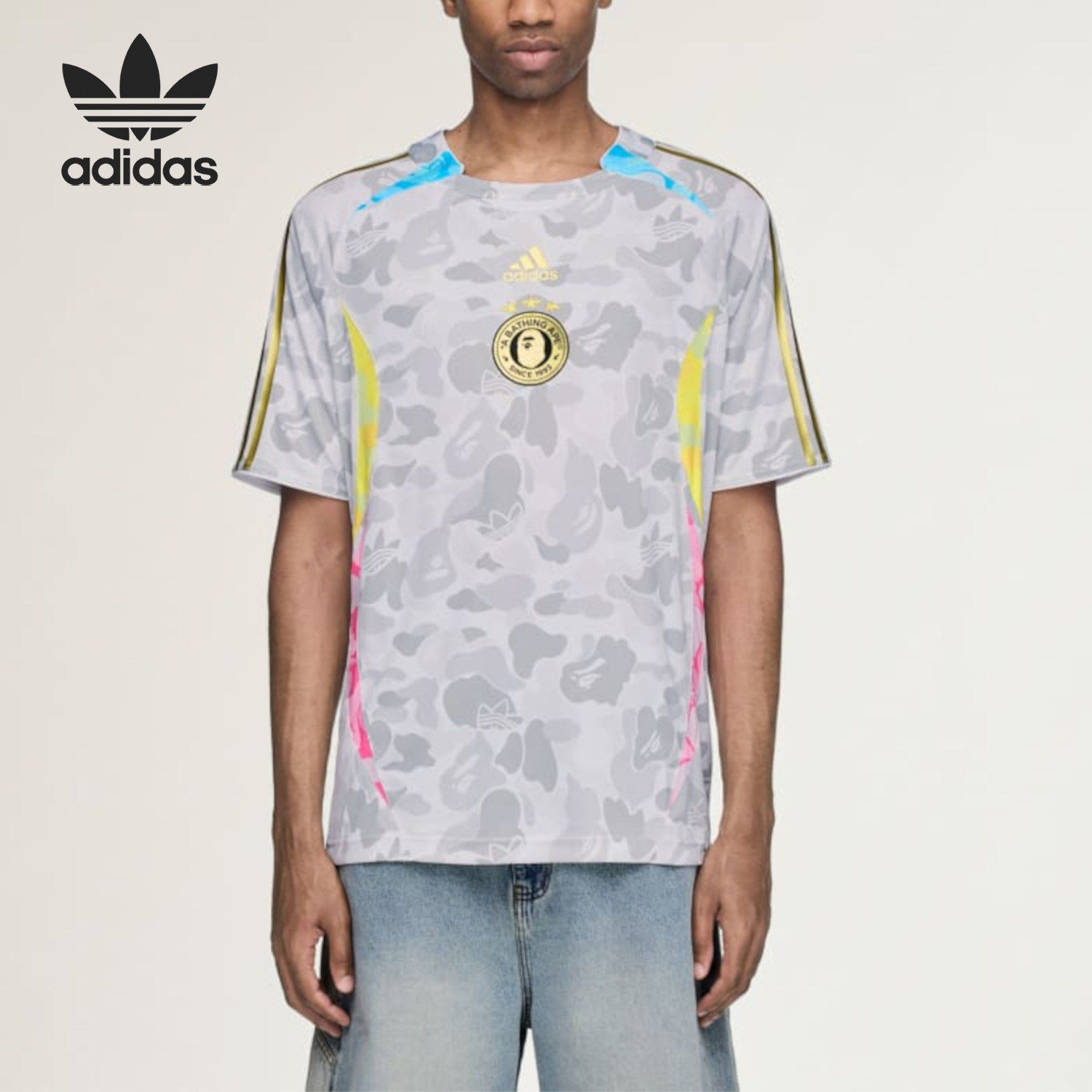 Adidas阿迪达斯正品BAPE Teamgeist联名男圆领印花短袖T恤KU5996