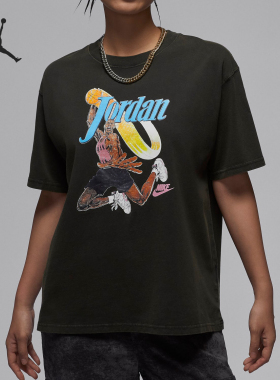 Nike/耐克正品JORDAN女士时尚印花透气休闲短袖FV7123-045