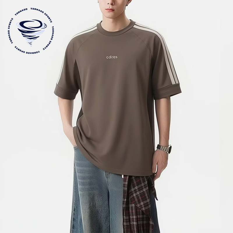 Adidas/阿迪达斯正品T恤男宽松条纹简约经典休闲舒适短袖KQ5310