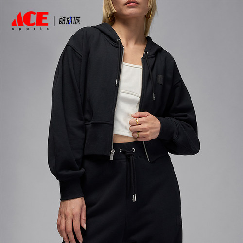Nike/耐克正品JORDAN女士休闲连帽收腰针织宽松外套IB9864-010