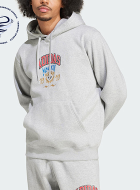 Adidas/阿迪达斯正品三叶草男士休闲针织宽松连帽日常卫衣IX6770