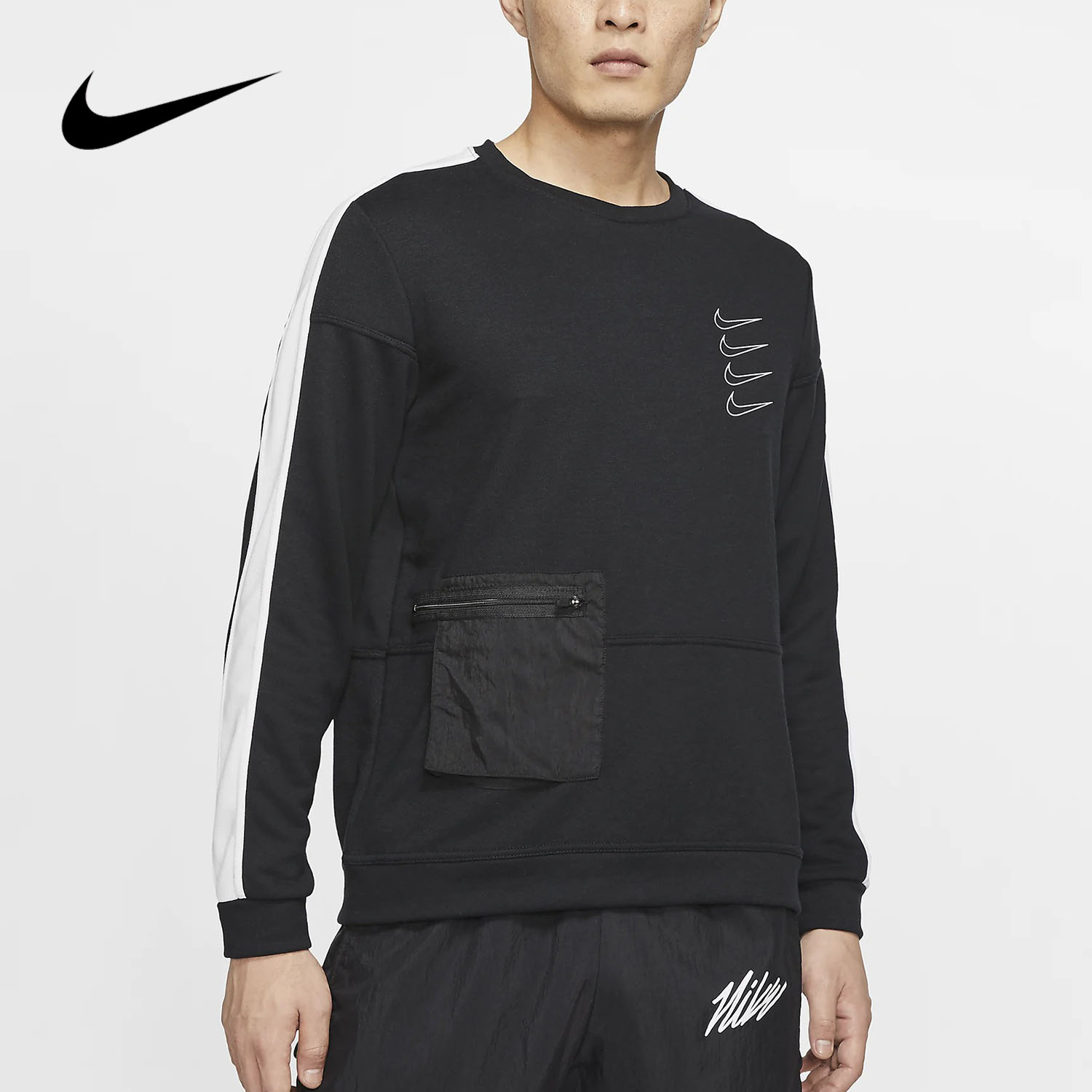 男子针织训练上衣多勾长袖