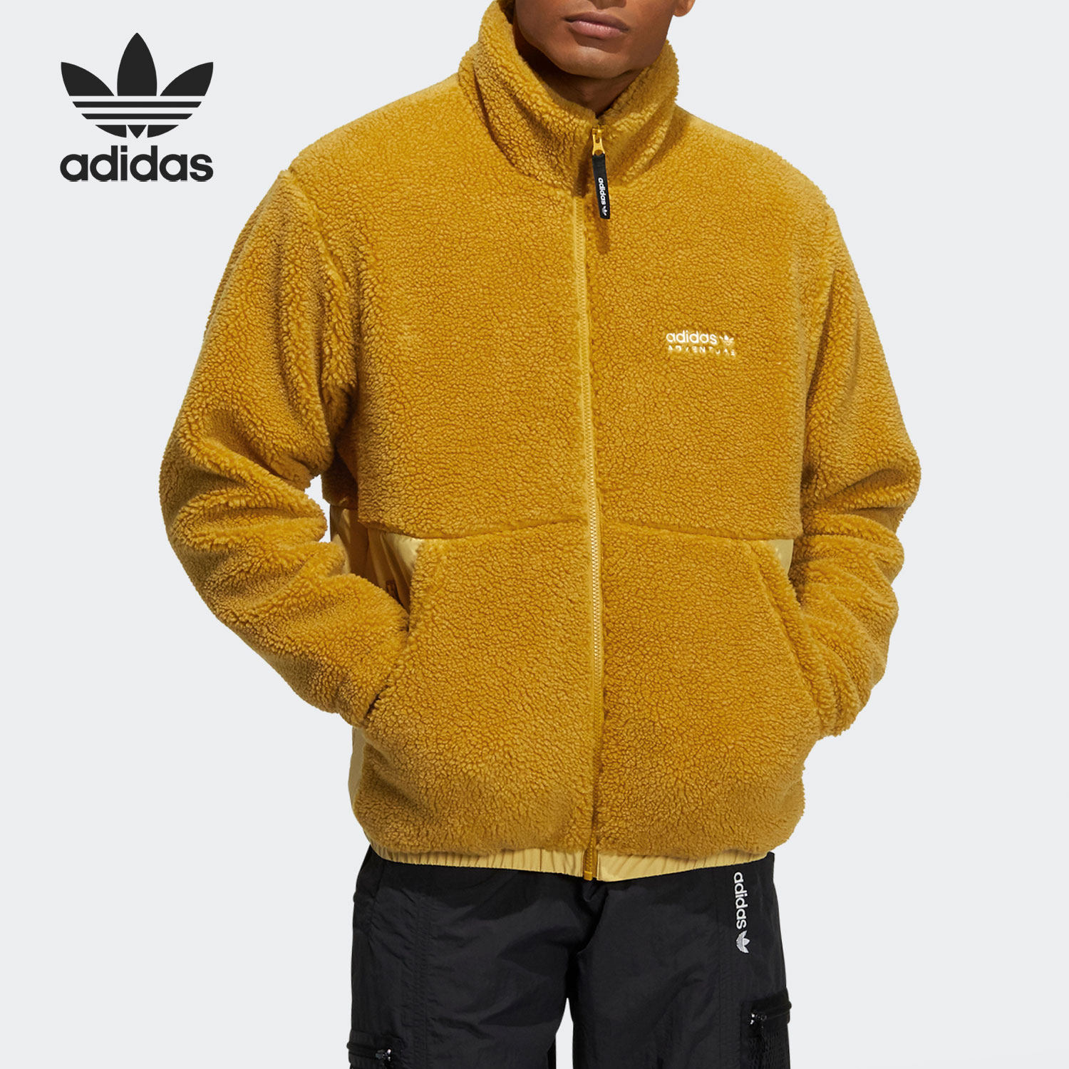 Adidas/阿迪达斯官方正品三叶草休闲男子时尚潮流加绒外套 HC0366