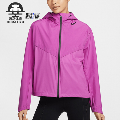 耐克女士连帽拒水短款跑步外套