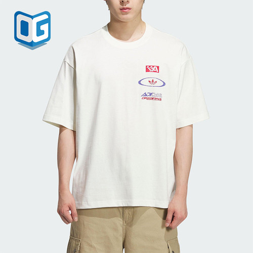 Adidas/阿迪达斯正品三叶草男士运动平纹针织赛车耐穿短袖KH1198