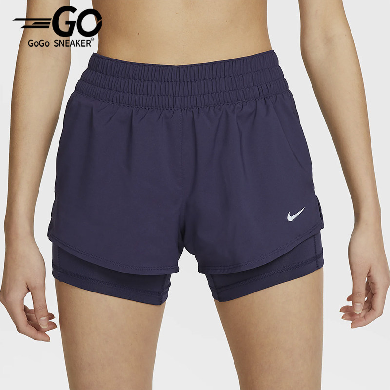 Nike/耐克正品2025女士梭织松紧腰透气二合一运动短裤DX6013-555
