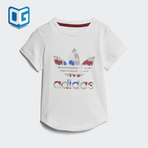 Adidas/阿迪达斯正品2025婴童休闲圆领透气运动印花短袖T恤CE4370