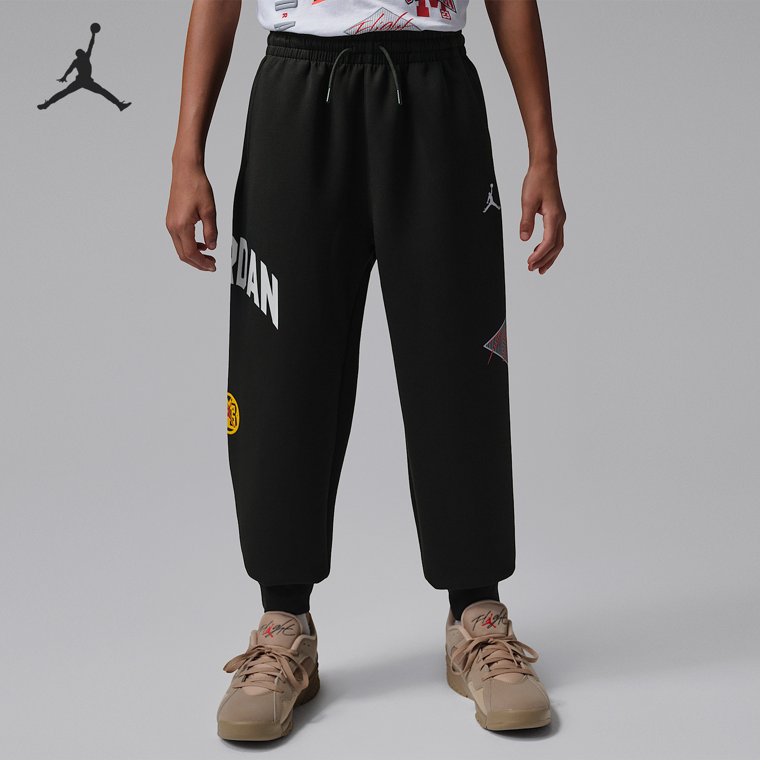 Nike/耐克正品JORDAN大童休闲束脚针织刺绣运动长裤IU5389-010,童装/婴儿装/亲子装,裤子,淘宝优惠券,粉丝福利购,淘宝优惠卷