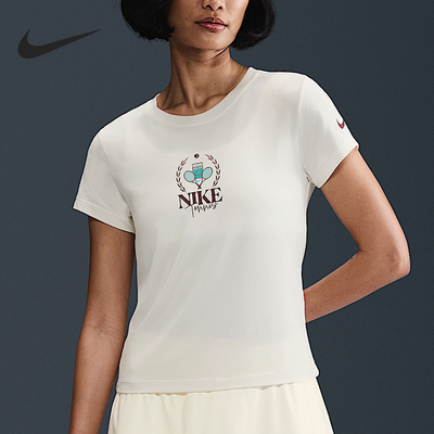 Nike/耐克正品2025 Slam女士运动修身网球透气短袖HJ3817-110