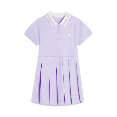 李宁正品2024新款女小童运动生活系列夏季时尚简约连衣裙YSKU090