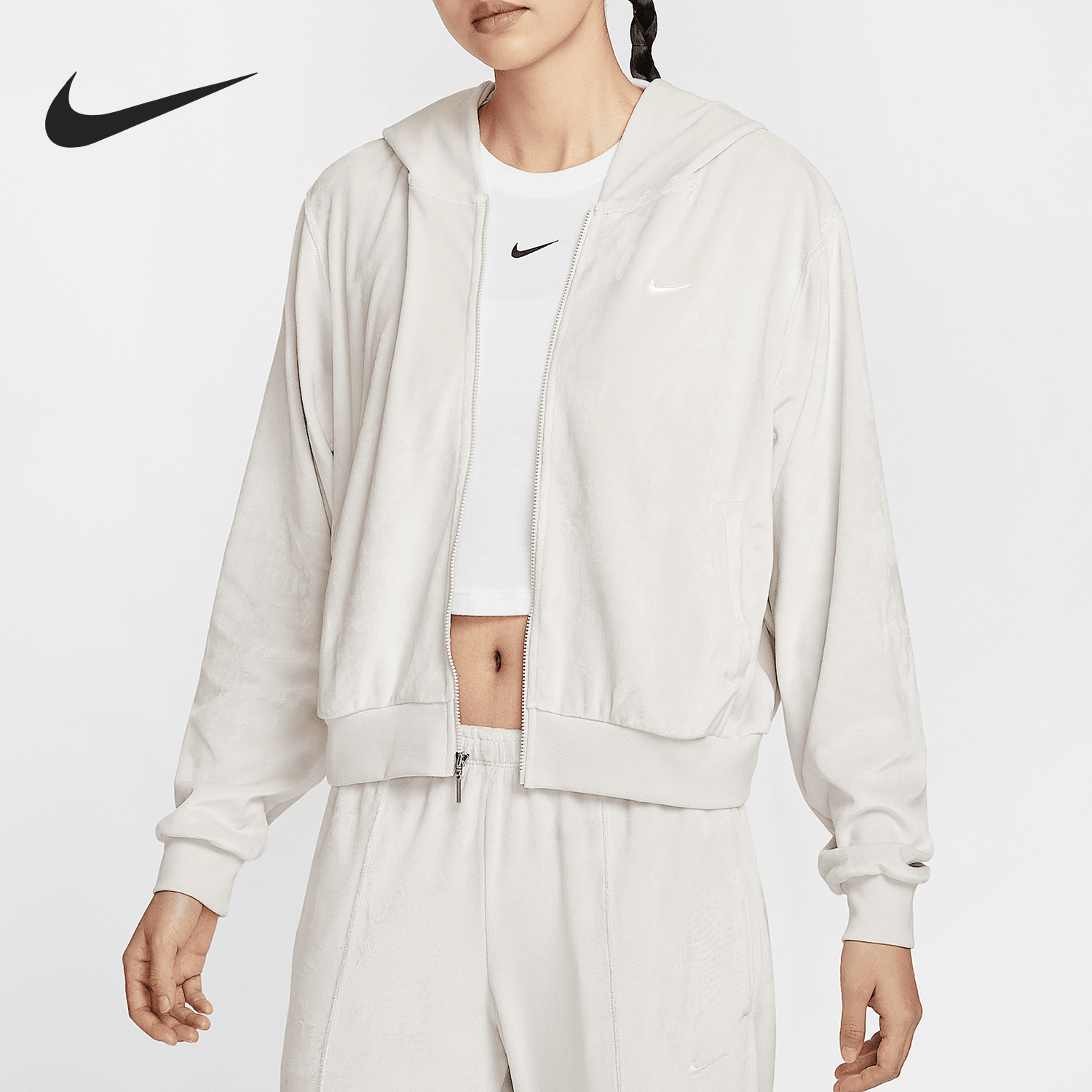 Nike/耐克官方正品新款女士宽松加绒短款简约保暖外套HJ0958-104
