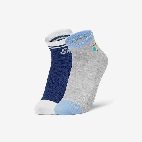 Skechers/斯凯奇正品四季款儿童透气短筒袜两双装L225K035-05M5