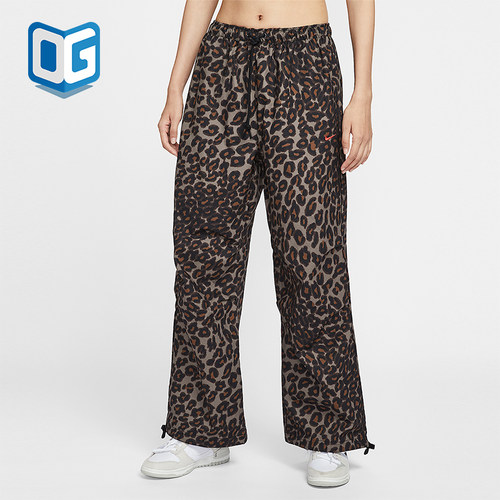 Nike/耐克正品Sportswear女士运动中腰豹纹休闲长裤IO0479-010