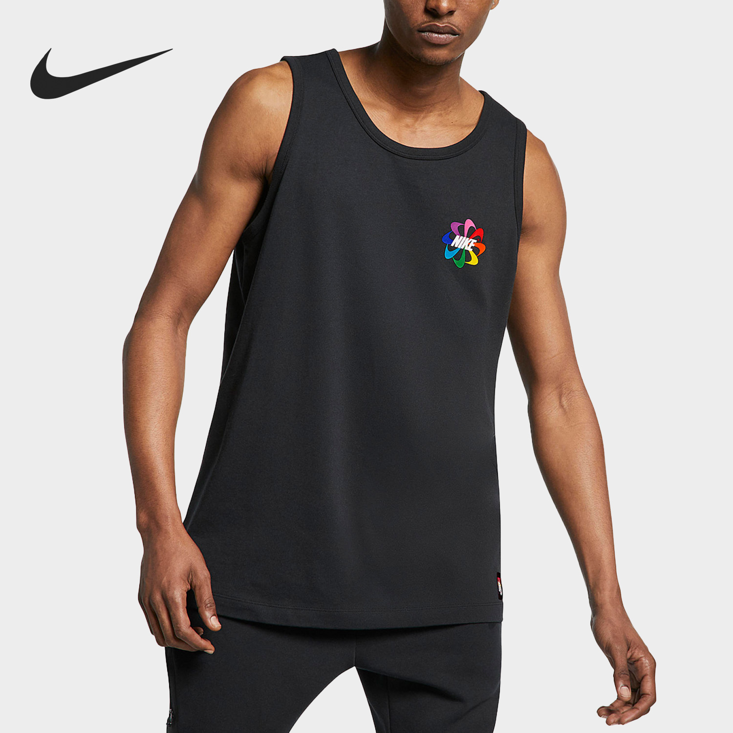 Nike/耐克正品运动男子透气休闲圆领印花无袖背心CD7486-010