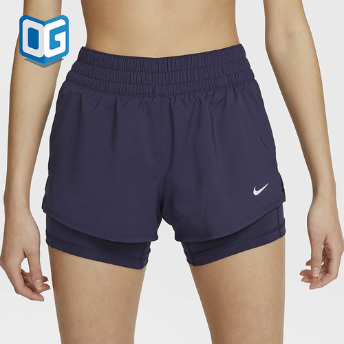 Nike/耐克正品2025女士梭织松紧腰透气二合一运动短裤DX6013-555