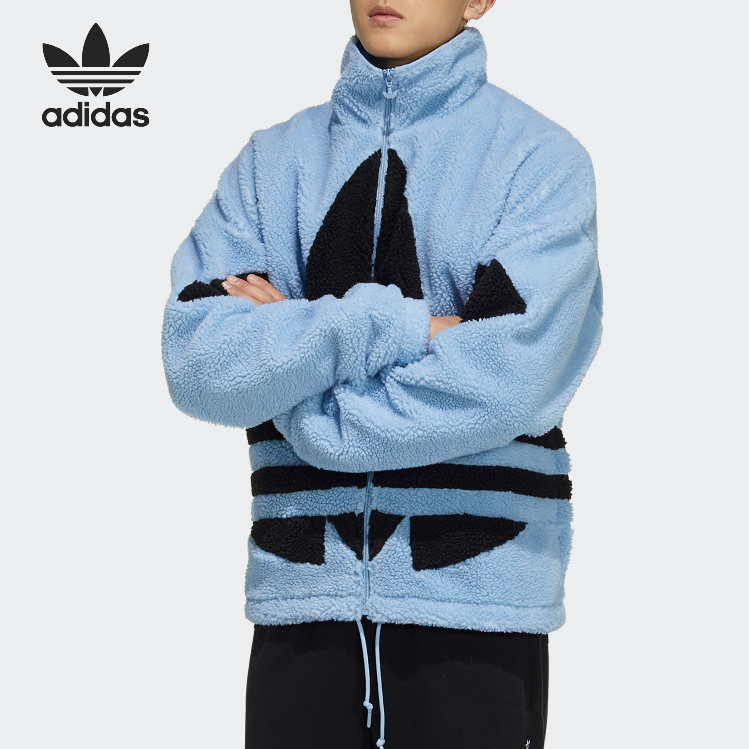Adidas/阿迪达斯官方正品三叶草休闲男女时尚潮流加绒外套 HC0327