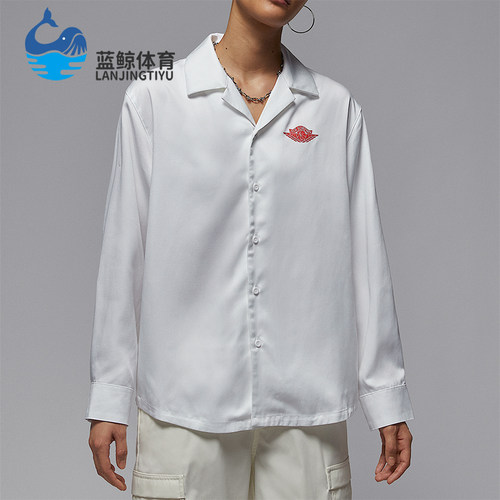 Nike/耐克正品JORDAN女士休闲简约翻领宽松透气衬衫IH2538-100