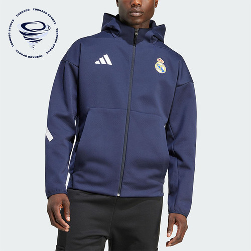 Adidas/阿迪达斯正品REAL ANTH JKT男士训练足球连帽外套KC3739