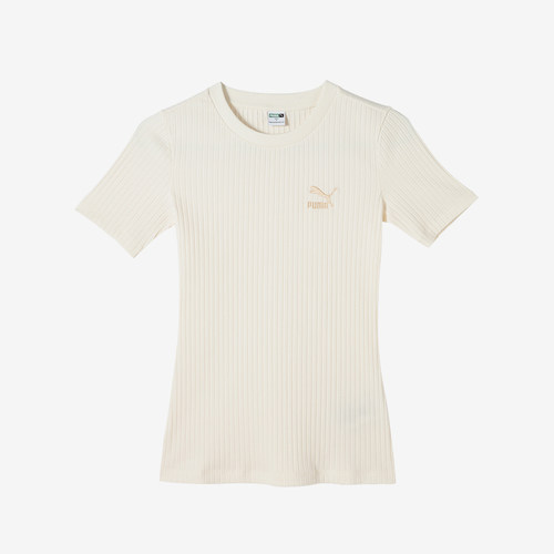 Puma/彪马正品2024新款女士简约针织休闲运动短袖631011-99