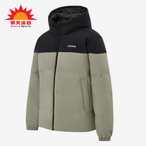 Adidas/阿迪达斯正品2025冬季款男士休闲连帽拼接羽绒服KC2155