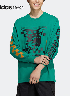 Adidas/阿迪达斯正品NEO新款男女运动休闲印花长袖T恤HN4749